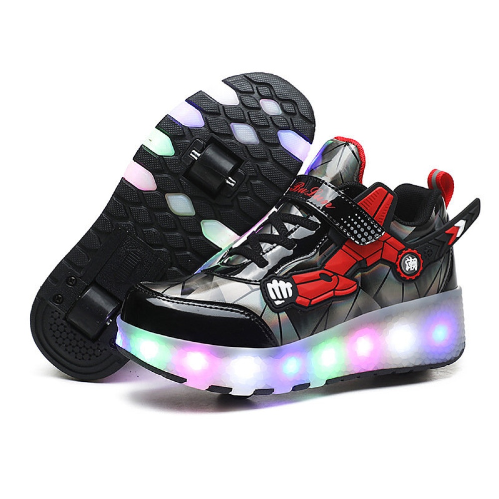 New 2-in-1 Skating Shoes USB Rechargeable Removed LED Wheels Roller Skate Sport Sneakers - Blue 36 Yard EU - Image 2