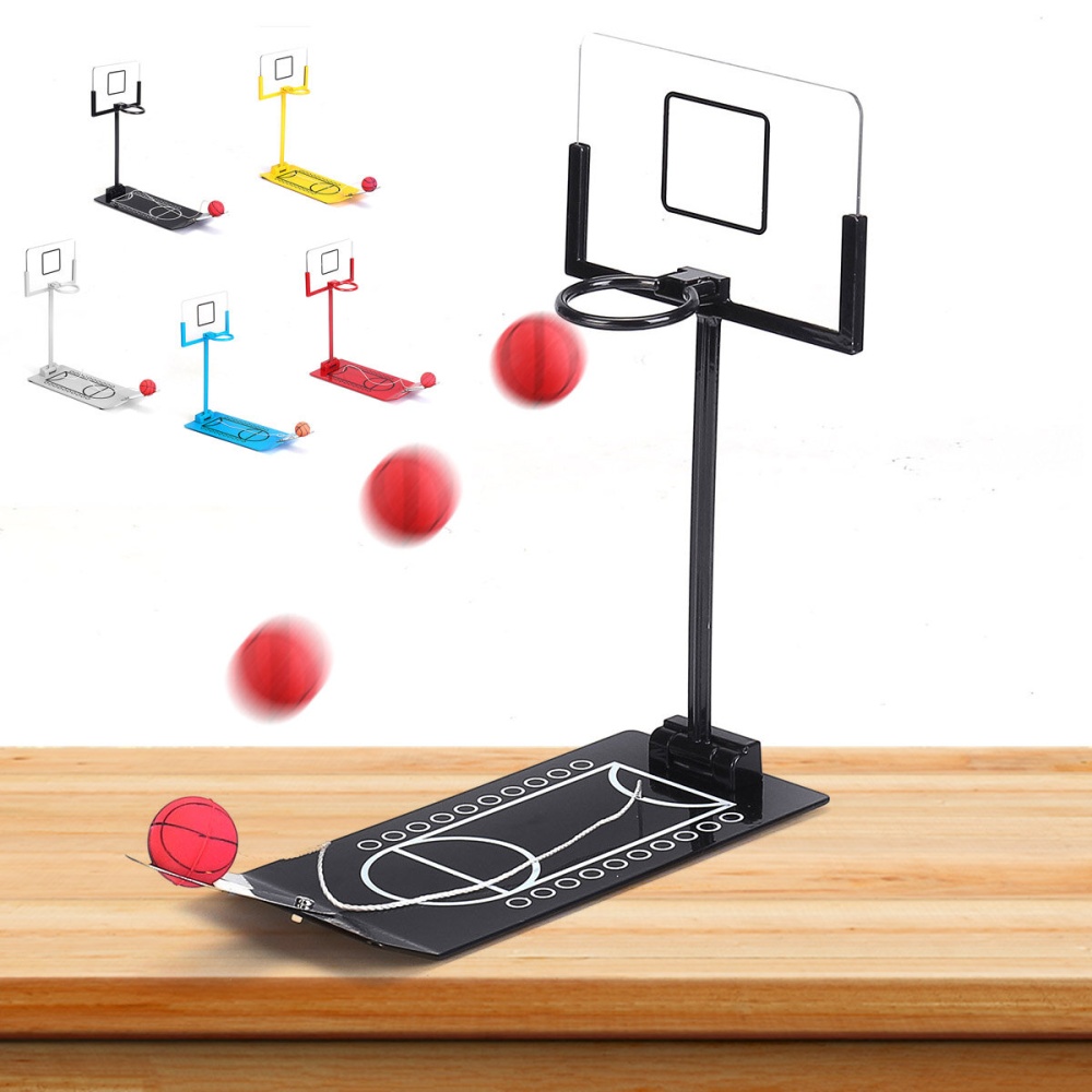 Basketball Game Toys Metal Desktop Decoration Foldable Shooting Rack Stress Relief Ornament Creative Office Home Table Decor Gift - Silver