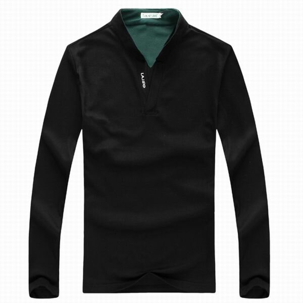 6 Colors Mens Sports Solid Color Long Sleeved Golf Shirt Casual Stand Collar Tops - XL Grey - Image 2