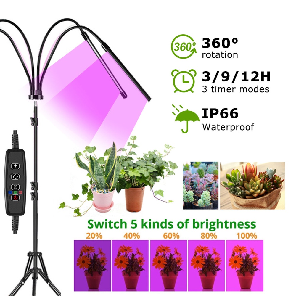 LED Grow Light Tripod Plant Growing Lamp Lights With Tripod For Indoor Plants - Yellow - Image 2