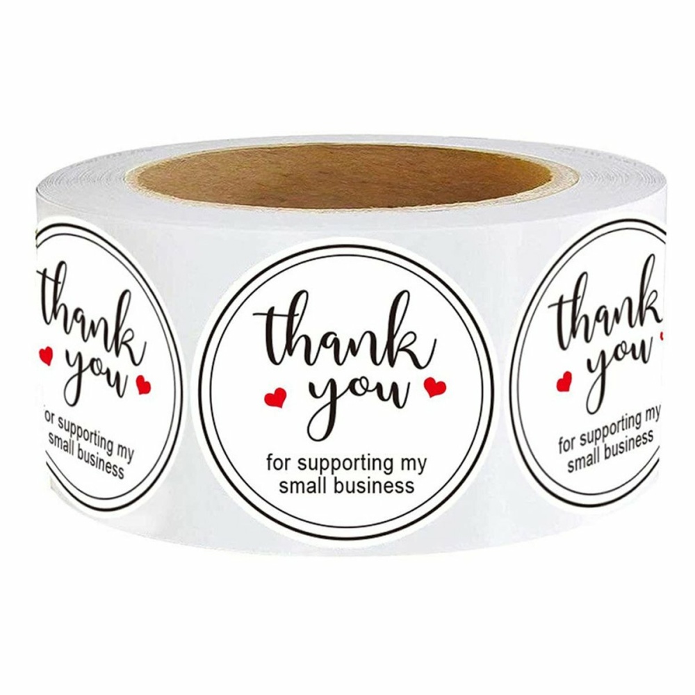 500Pcs/Roll 25mm Thank You Round Sticker Wedding Flower Gift Self-Adhesive Label - Type A - Image 2