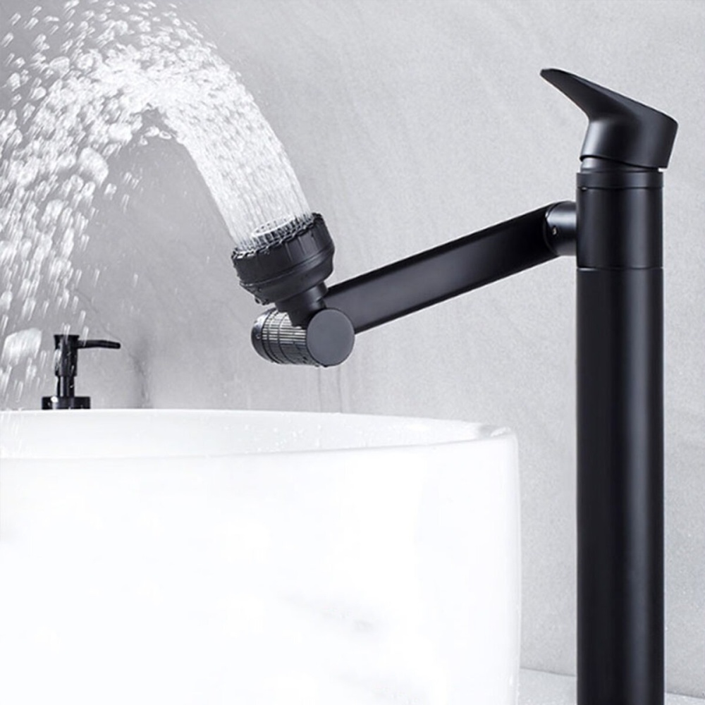Bathroom Kitchen Basin Faucet 360° Mixer SinkTap Washbasin Single Lever With Hose - Black Short Type