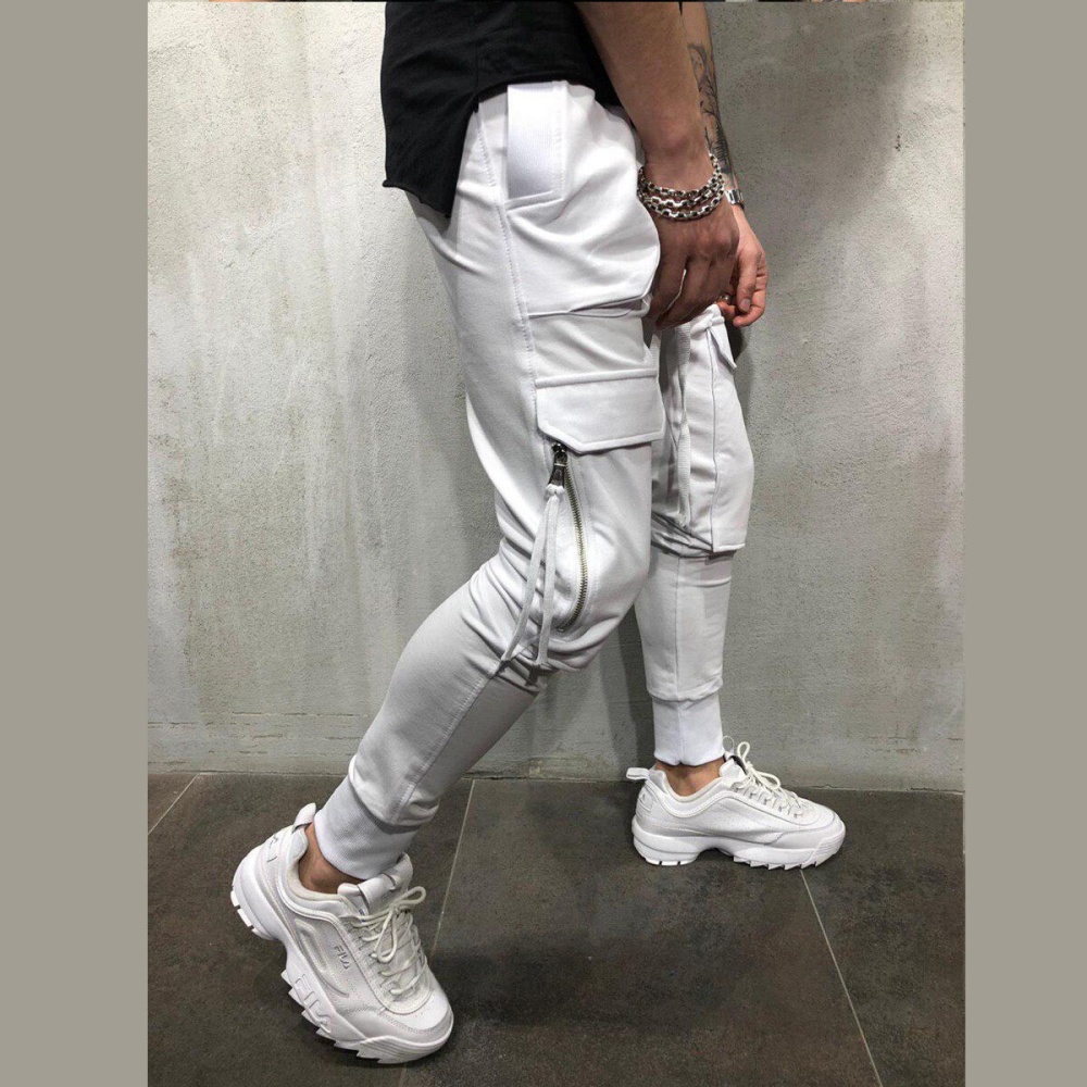 Men Pants Fashion Jogger Pants Men Fitness Gyms Pants for Runners Clothing Autumn Sweatpants - White M - Image 2