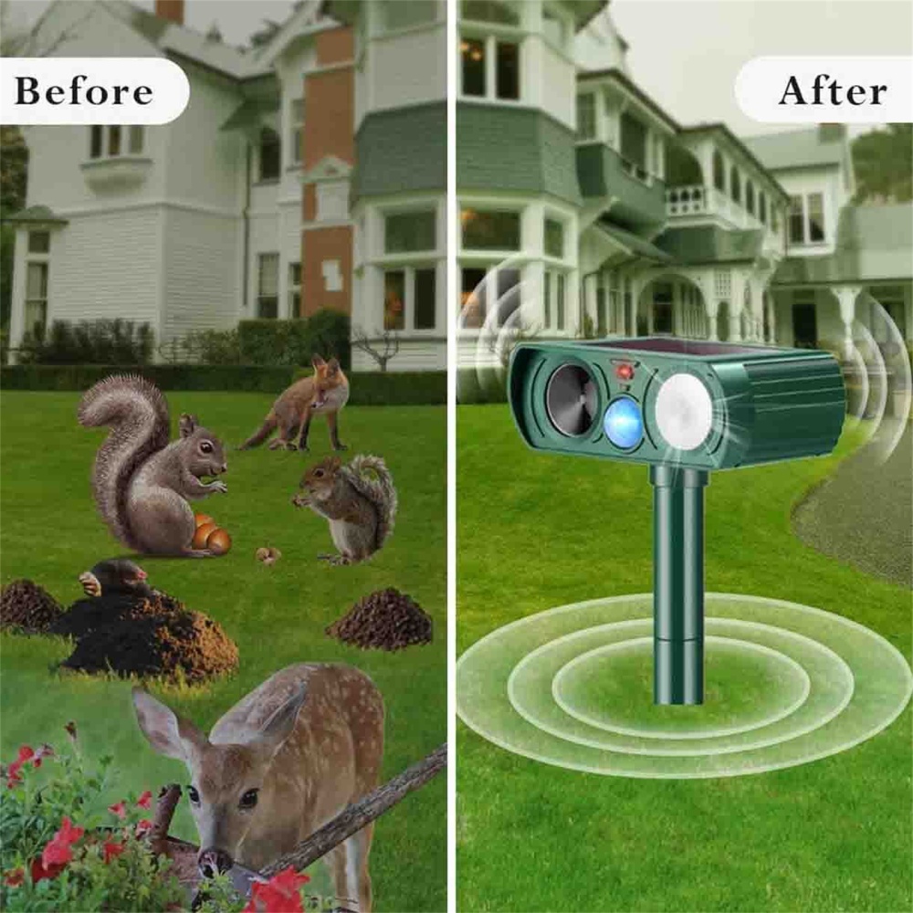 Animal Repeller Ultrasonic Solar Power Outdoor Pest Cat Mice Sensor Pir Portable - Image 2