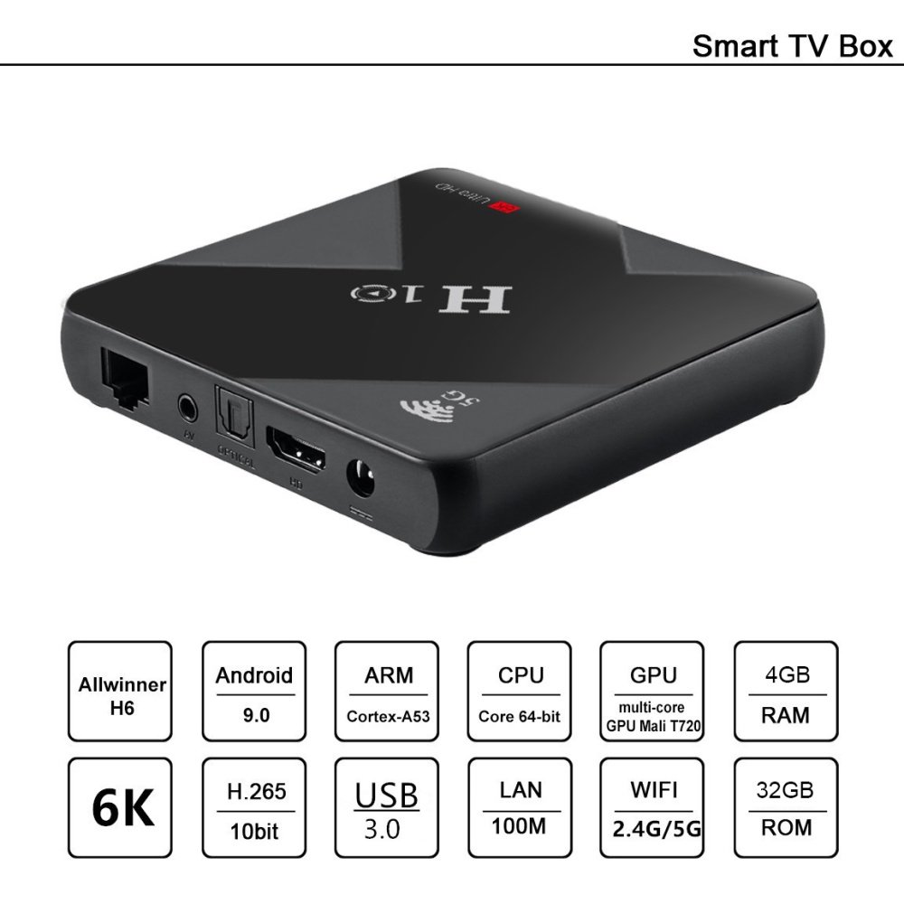 H10 TV BOX 4G+32 Go EU Noir - Image 3