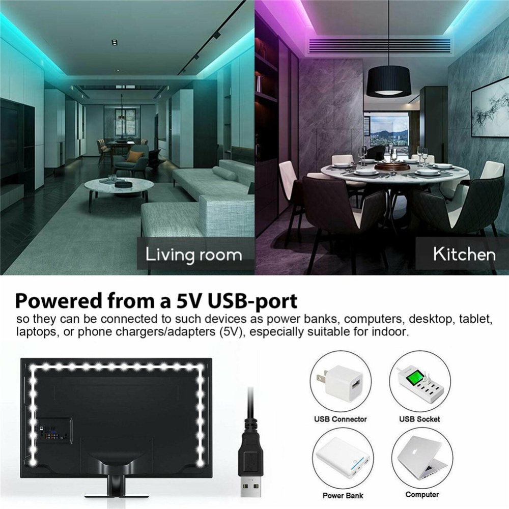 Usb Led Strip Lights 5050 Rgb Waterproof Super Bright Bluetooth-compatible App Remote Control 3 meters - Image 3