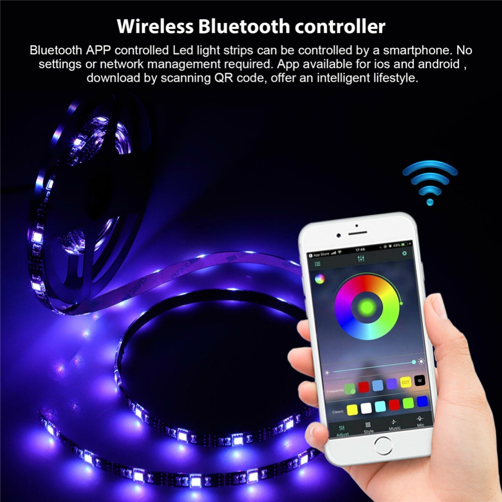 Usb Led Strip Lights 5050 Rgb Waterproof Super Bright Bluetooth-compatible App Remote Control 3 meters - Image 2