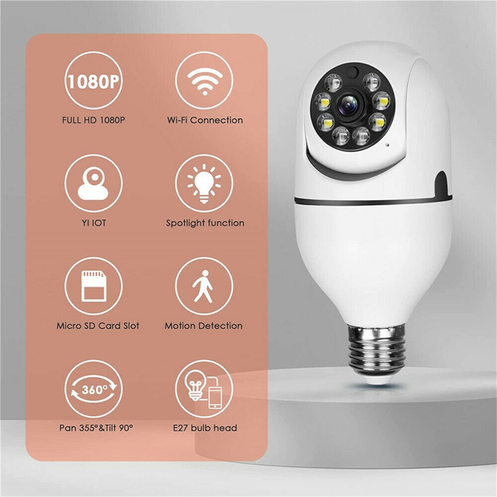 1080P IP E27 Light Bulb Camera 360 Degree Wi-fi Infrared Night Vision Smart - Image 2