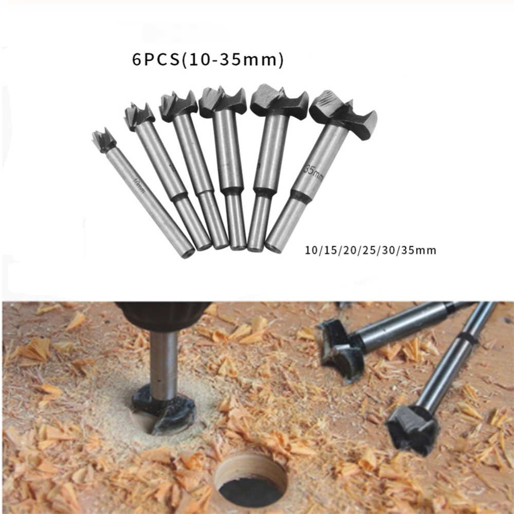 6pcs 10-35mm Wood Hole Saw Opener Drill Bit Set Woodworking Tools