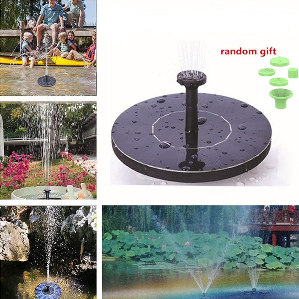 1.4W Portable Floating Round Solar Fountain for Garden Backyard Pond Outdoor black_16x16x3.8cm