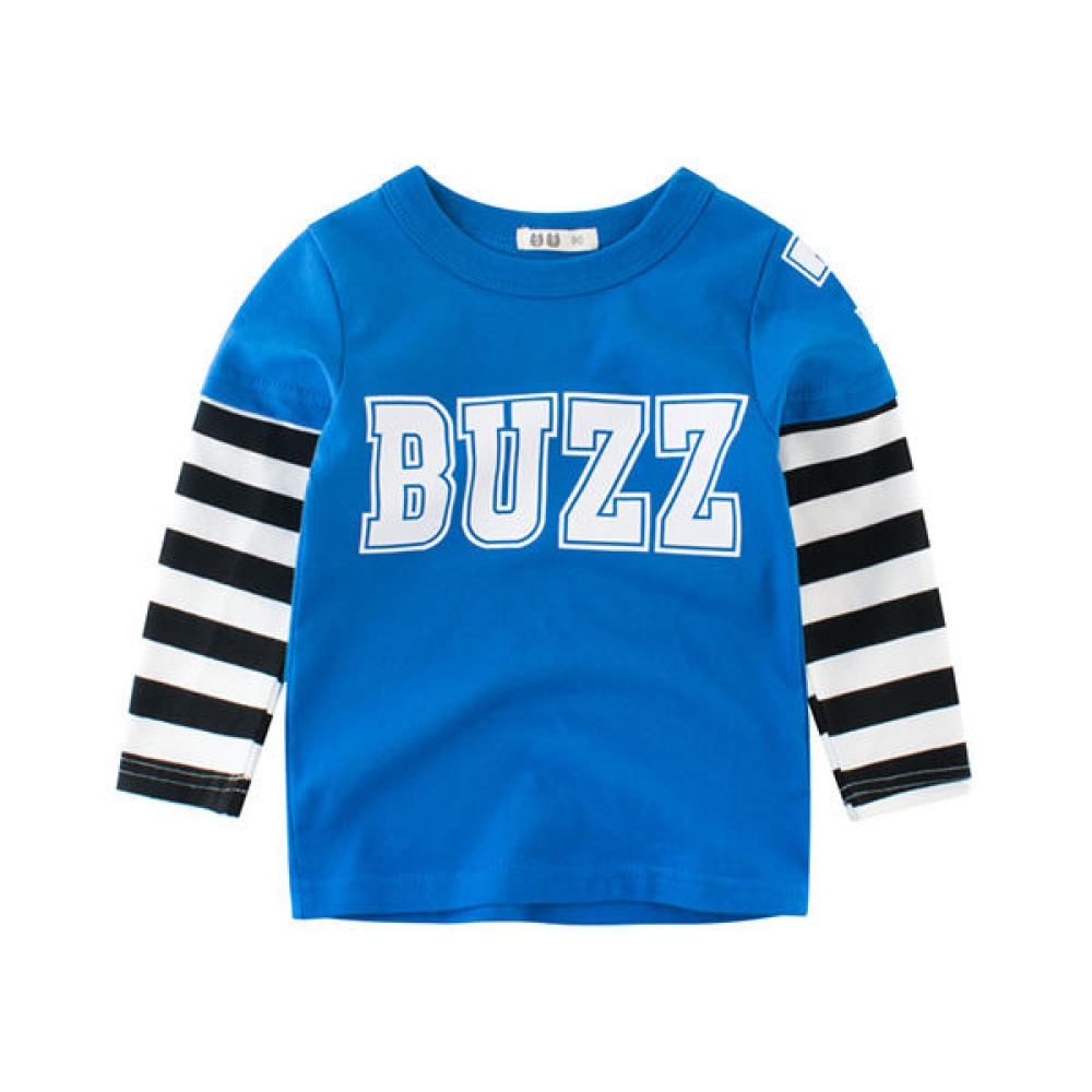 Boys Kids Striped Patchwork Long Sleeve T-Shirts - 12 Blue