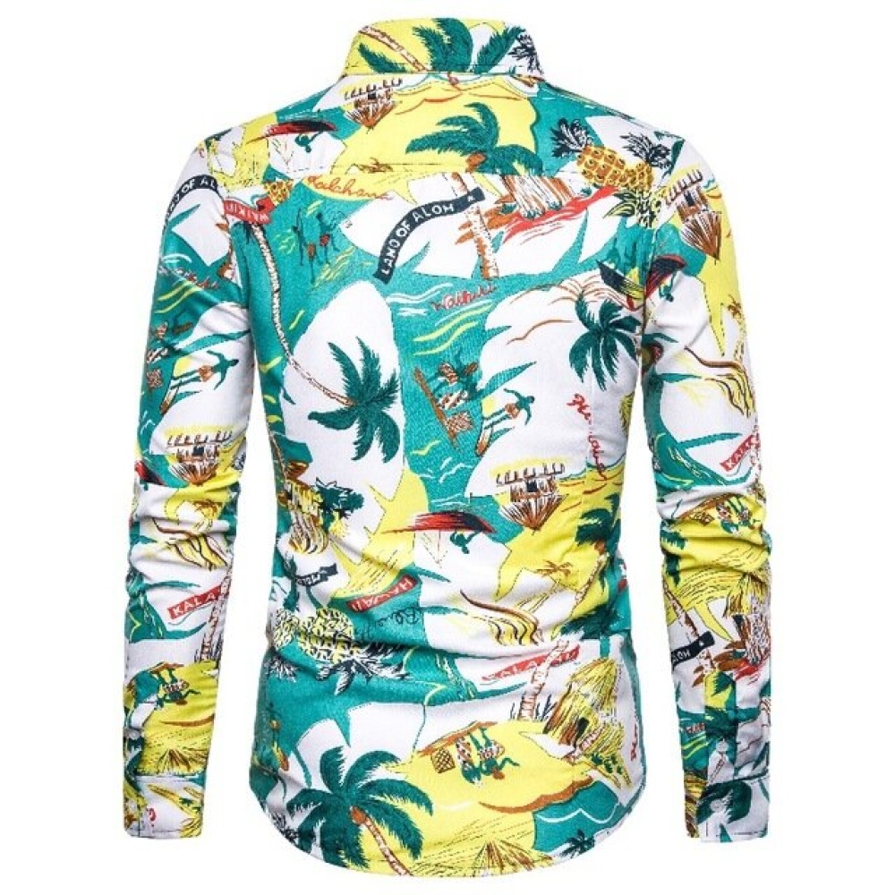 Wei Yi Floral Men's Long Sleeve Shirt Trend Simple Simple Shirt Youth Thin Jacket Cx106 - 2XL Color - Image 2