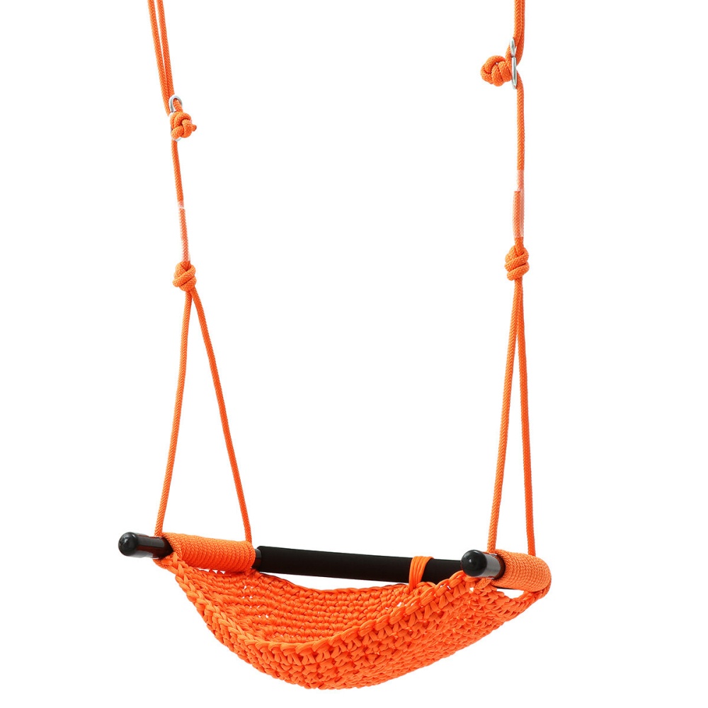 Children's Weaving Swing Rope Net Hammock Baby Family Hanging Chair For Outdoor Garden Backyard Toys - Orange - Image 2