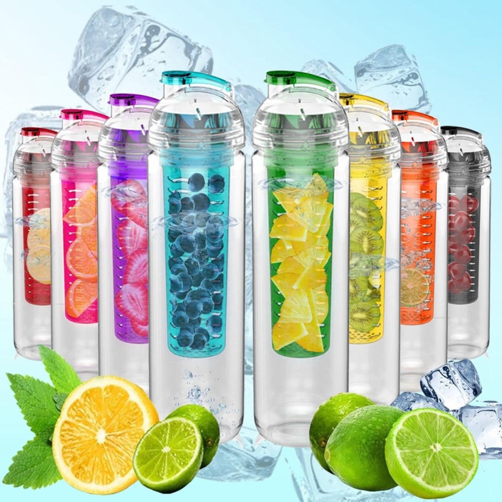 800ML Portable Clear Sport Fruit Infuser Water Cup Lemon Juice Bottle Filter - Blue - Image 2