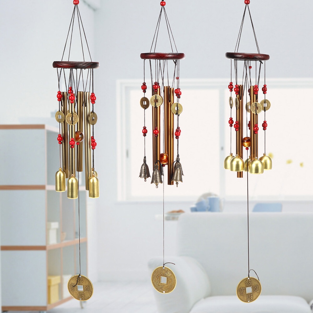 Solid Wood Bronze Wind Chimes Hanging Ornament Yard Garden Decor Gift - Type A - Image 2