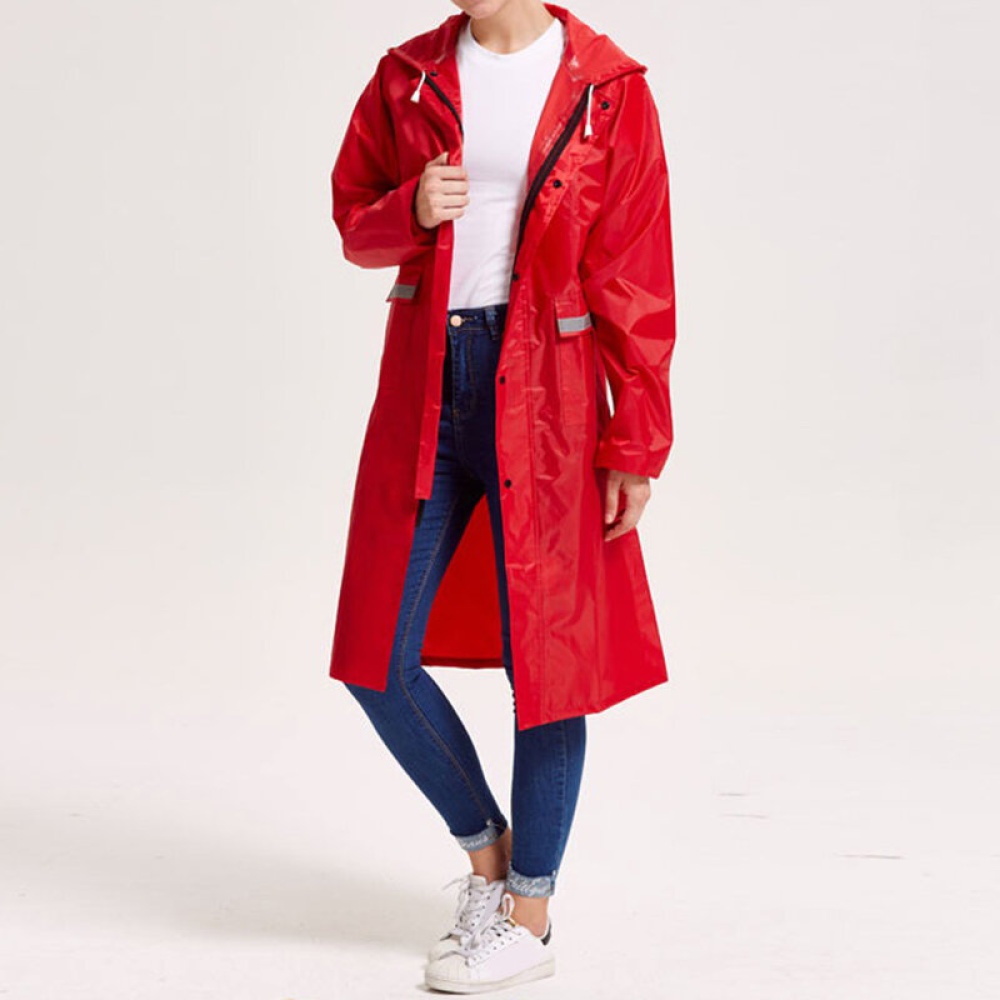 Mens Breathable Waterproof Hooded Reflective Stripe Raincoat - L Shiny Green