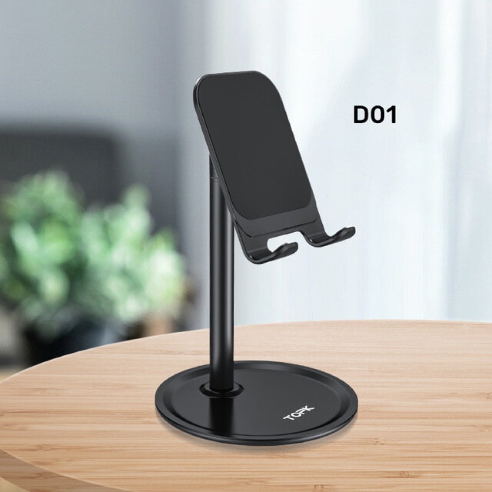 TOPK D01 Desktop Mobile Phone Tablet Holder Stand for iPad Air for iPhone 12 XS 11 Pro POCO X3 NFC Mi10 - Black - Image 2