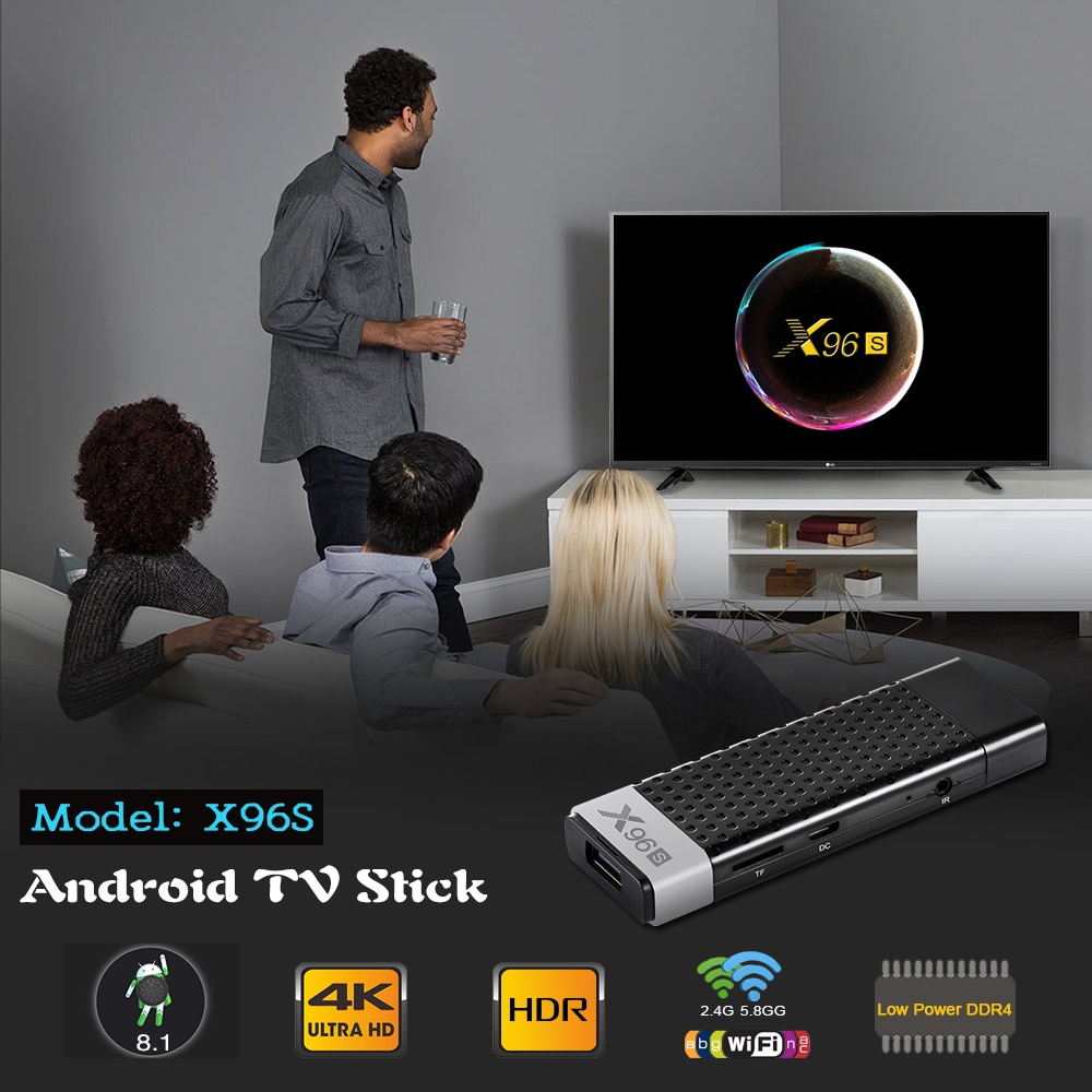 X96S TV Stick Android 9.0 Dongle 4GB 32GB Amlogic S905Y2 Quad Core 2.4G 5GHz Wifi BT4.2 1080P H.265 HD 4K 60pfs Receiver black_British regul - Image 3