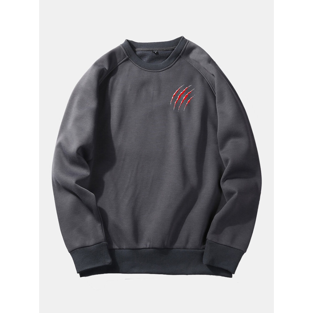 Mens Fashion Crew Neck Long Sleeve Casual Pullover - M Grey