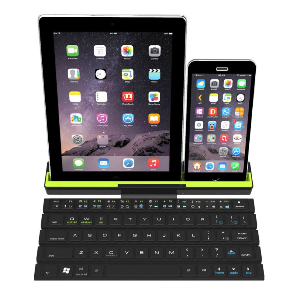 R4 Universal Roll-Fold Dual Mode Wireless Bluetooth Keyboard Rechargeable With Stand For Tablets/Mobile Phone 64 keys Compatible With IOS,Android,Wi - Image 2