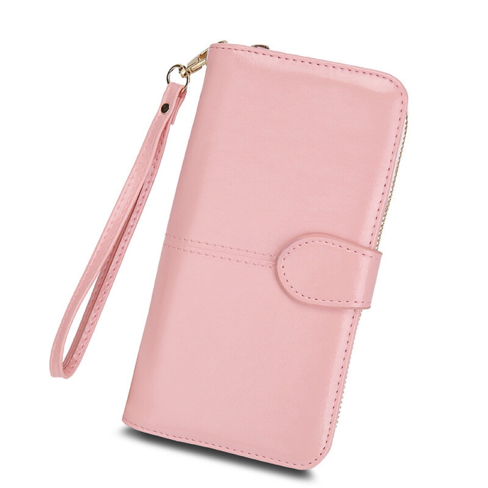 Fashionwith Multi-Card Slots Zipper PU Leather Mobile Phone Bag Women Purse Handbag - Pink - Image 2