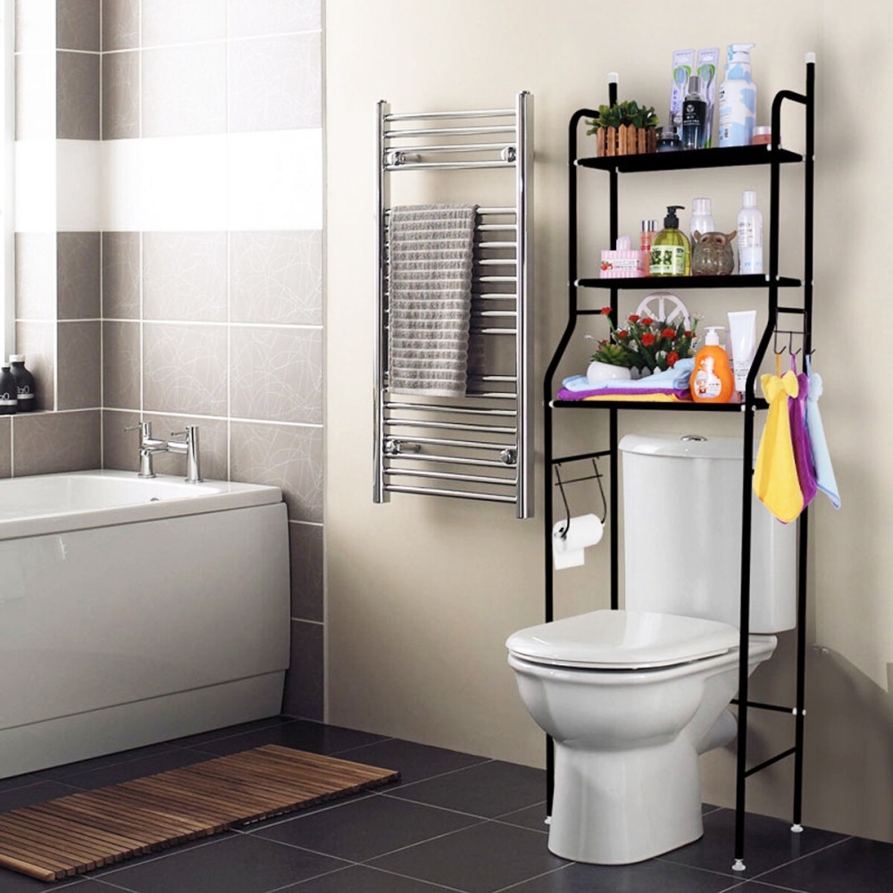 3 Tiers Storage Rack Over Toilet/Bathroom/Laundry/Washing Machine Shelf Organizer - White - Image 2