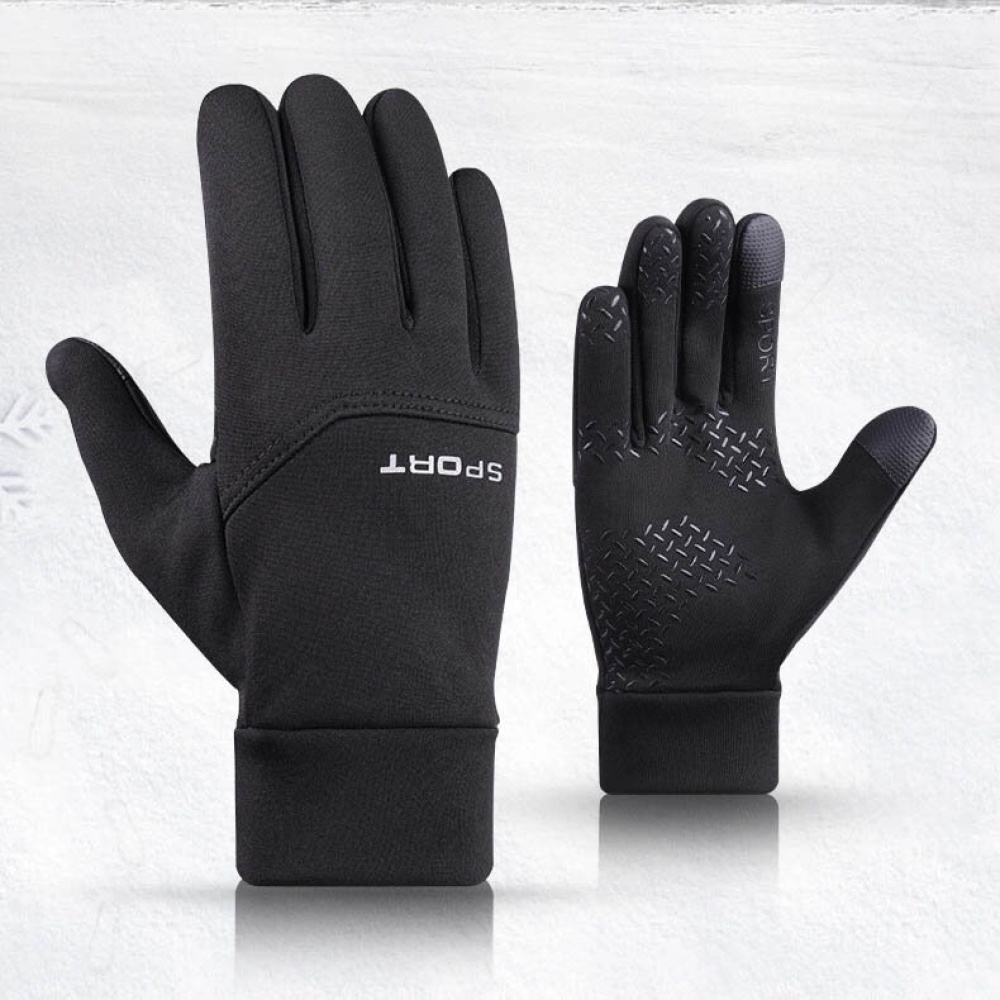 Cycling Waterproof Warm Touch Screen Gloves Winter Cold Weather Thermal Gloves with Finger for Workout Running Bike Men and Women - Black - Image 2