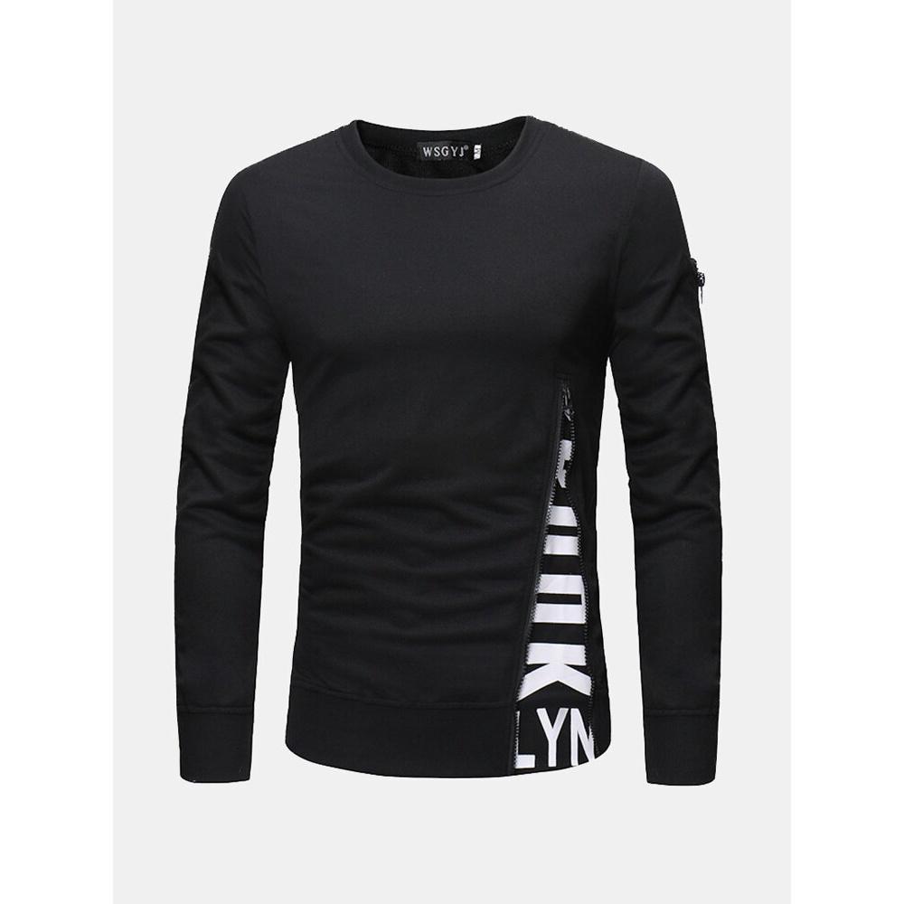 Men Fashion Soild Letter Printed T-Shirts - XS Black