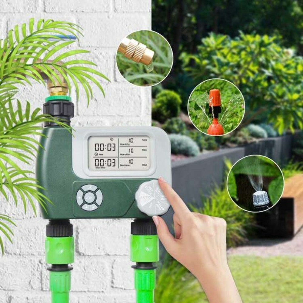 2 Outlets Programmable Hose Faucet Timer DIY Garden Irrigation Control Unit Electronic Digital LCD Irrigation Timer - Image 2