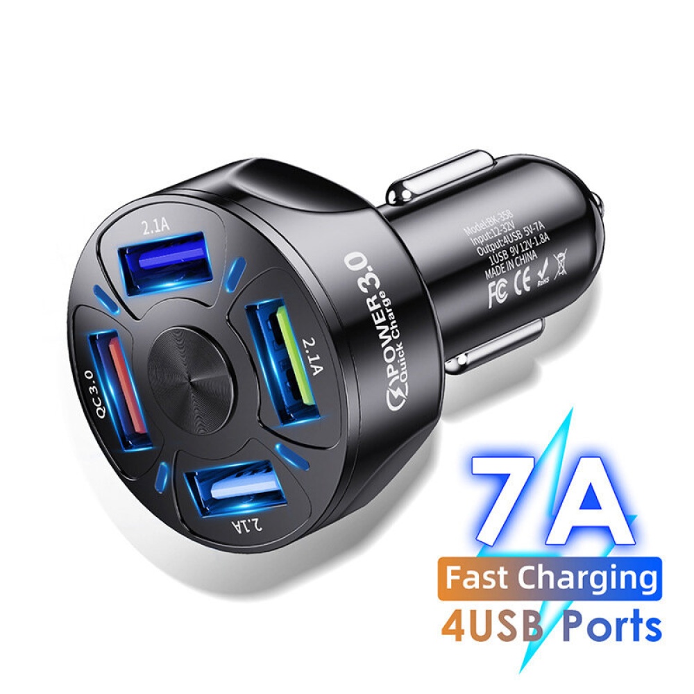 7A 4 USB Ports QC3.0 Fast Charing Car Charger for iPhone 12 Pro Max 11 Pro Max for Samsung Galaxy S21 Note S20 ultra Huawei Mate40 P50 OnePlus 9 Pro - Image 2