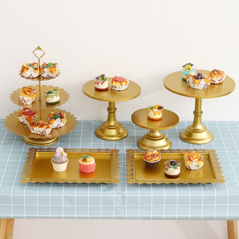 Multifunctional Gold Wrought Iron Cake Stand Washable Reusable Cookies Cupcake Dessert Holder For Wedding Birthday Parties - #2 - Image 2