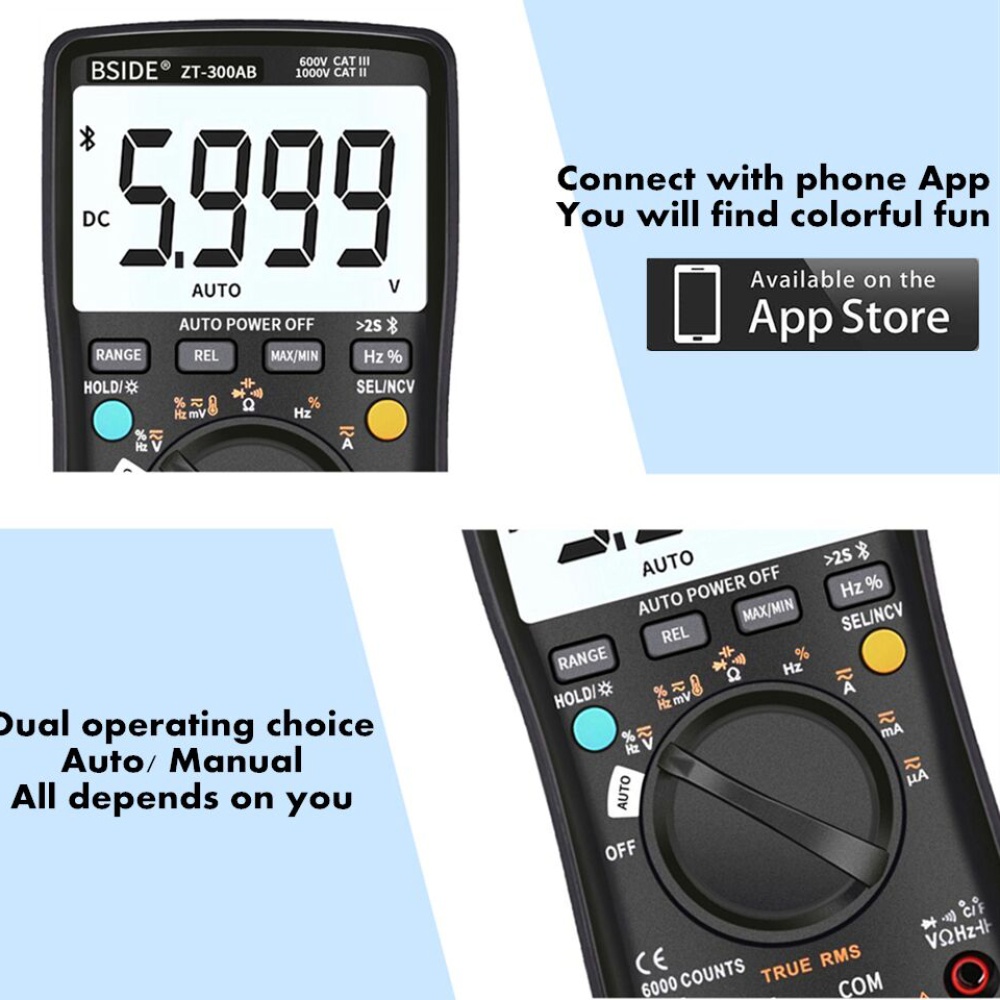 BSIDE Digital Multimeter Wireless Ammeter True RMS DIY Tool ZT-300AB - Image 2