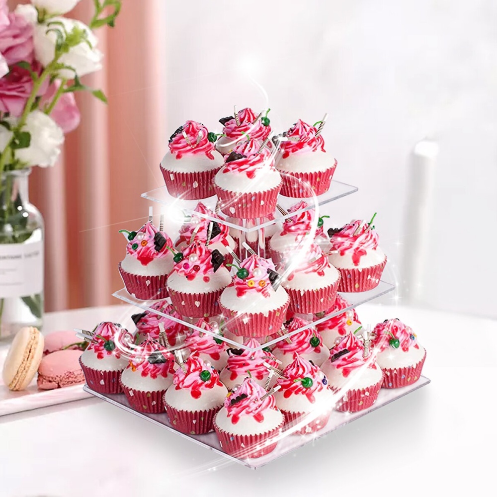 Cupcake Stand Cake Holder Wedding Party Display LED String Light 3/4/5 Tiers - 3 Layers - Image 2