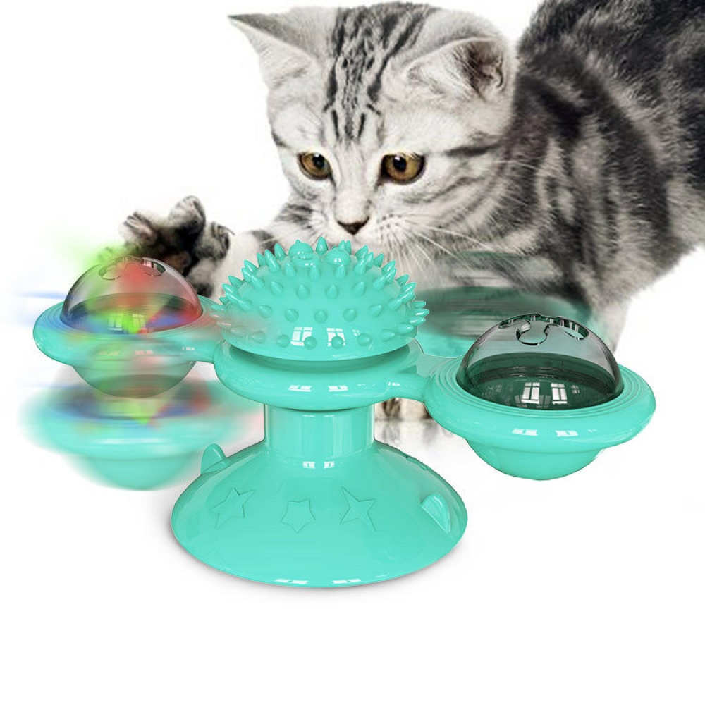 Rotating Turntable Cat Toy Pet Suction Cup Pet Ceaning Toy Comb Brushing Tooth Brush Toy - Yellow - Image 2