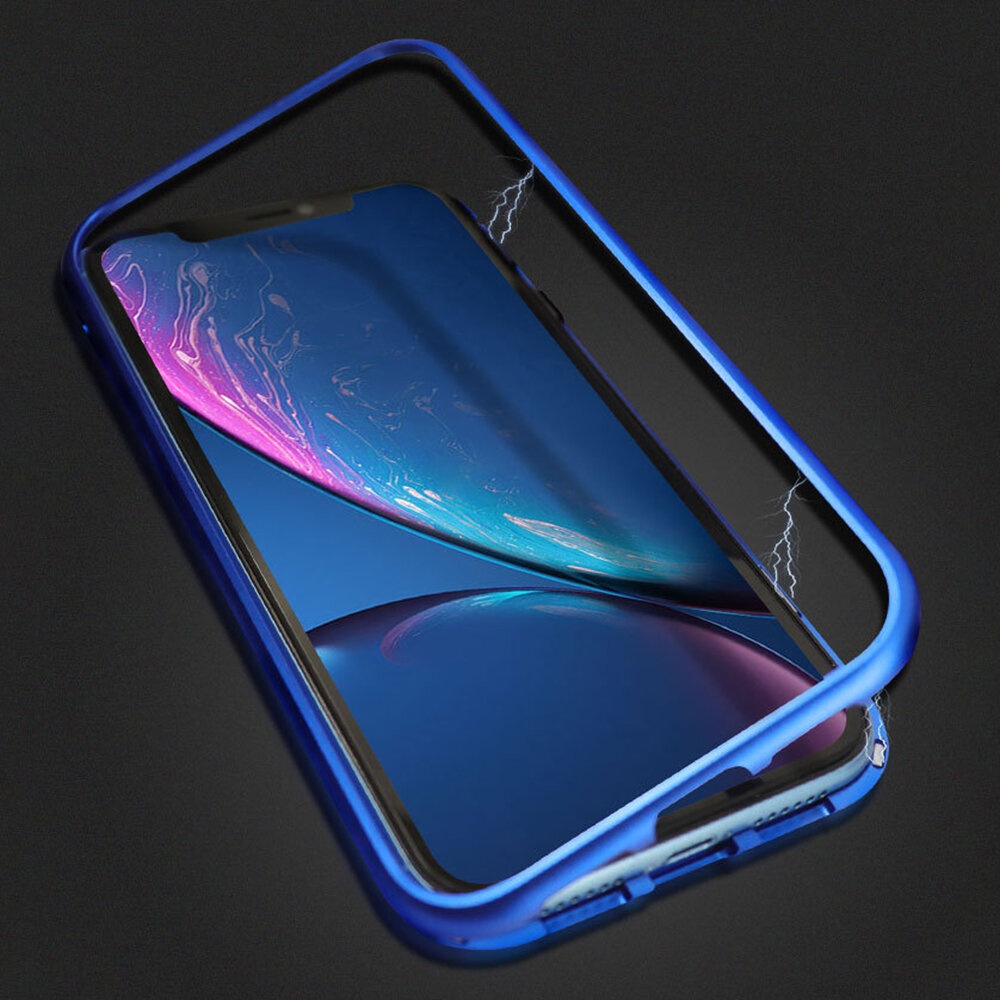 Plating Magnetic Adsorption Metal Tempered Glass Protective Case for iPhone XS MAX XR X for iPhone 7 6 6S 8 Plus SE 2020 Back Cover - iPhone 6/6s Re - Image 2