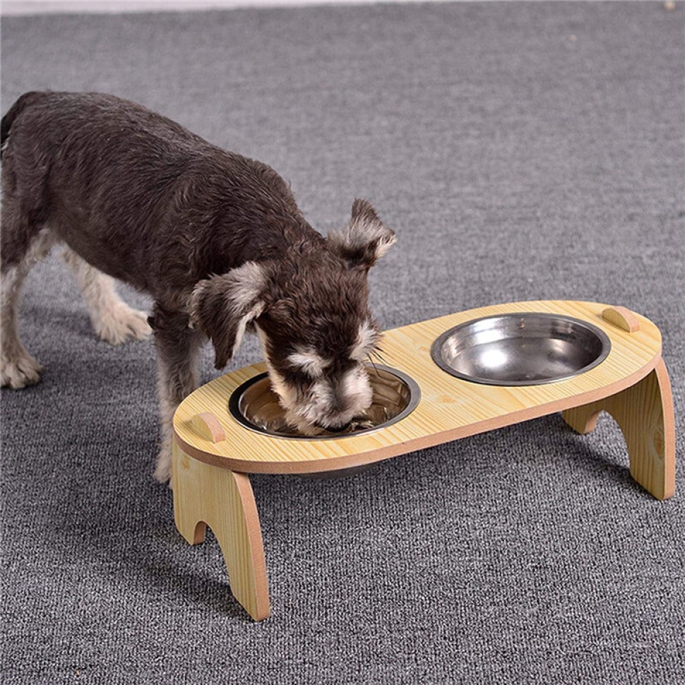 Stainless Steel Pet Bowl with High Quality Wood Mat Feeder Single/Double Bowls Set for Dogs Cats and Pets - 1 - Image 2