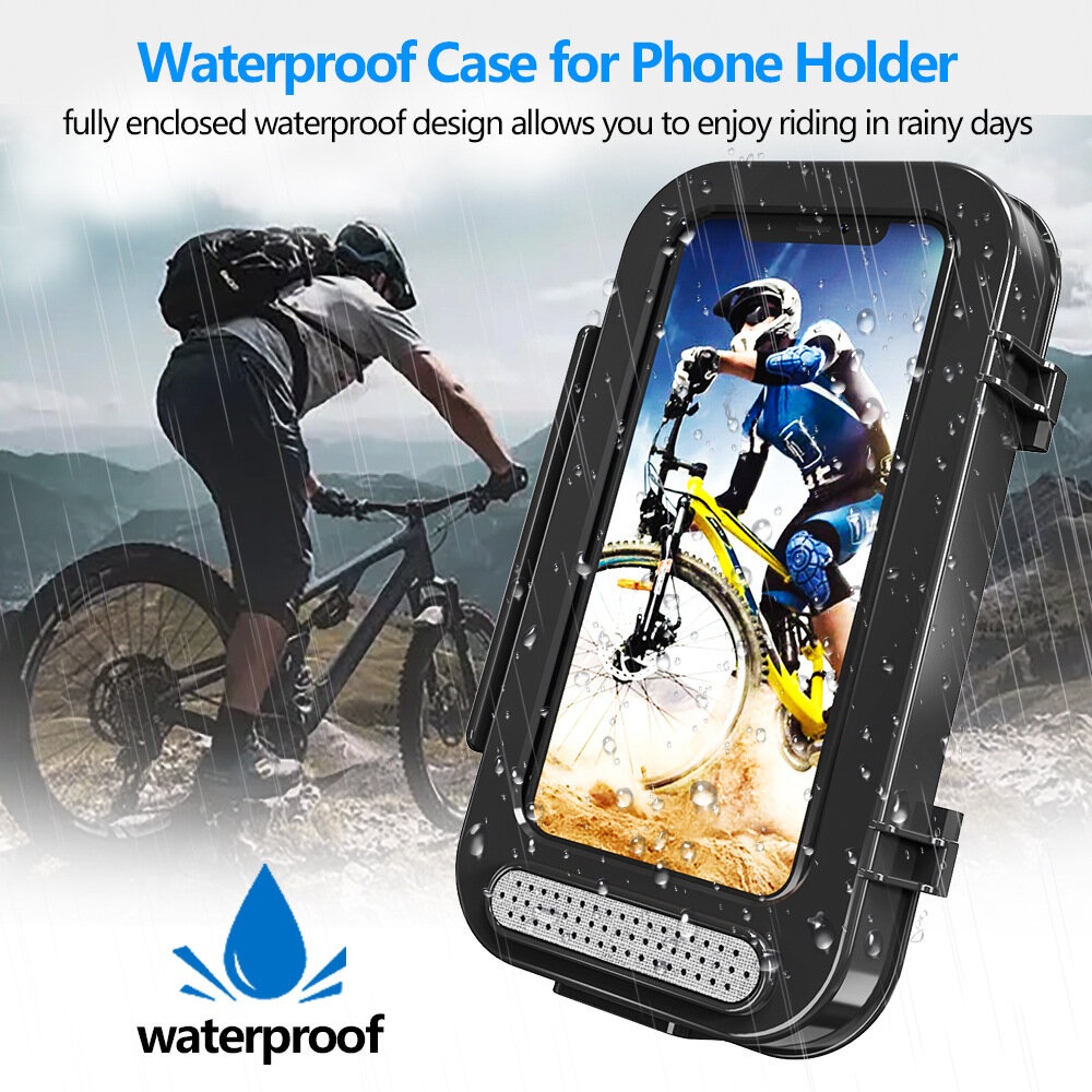 Universal Touch Screen Waterproof Bag Case Rotatable Motorcycle Electric Vehicle Bicycle Handlebar/ Rear Mirror Phone Holder Stand Mount for Devices - Image 2