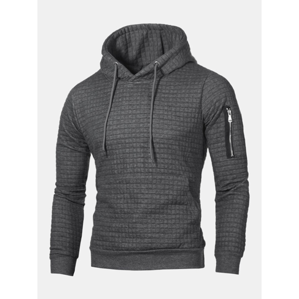 Mens Vintage Square Jacquard Pattern Hooded Sweatshirt - S Black