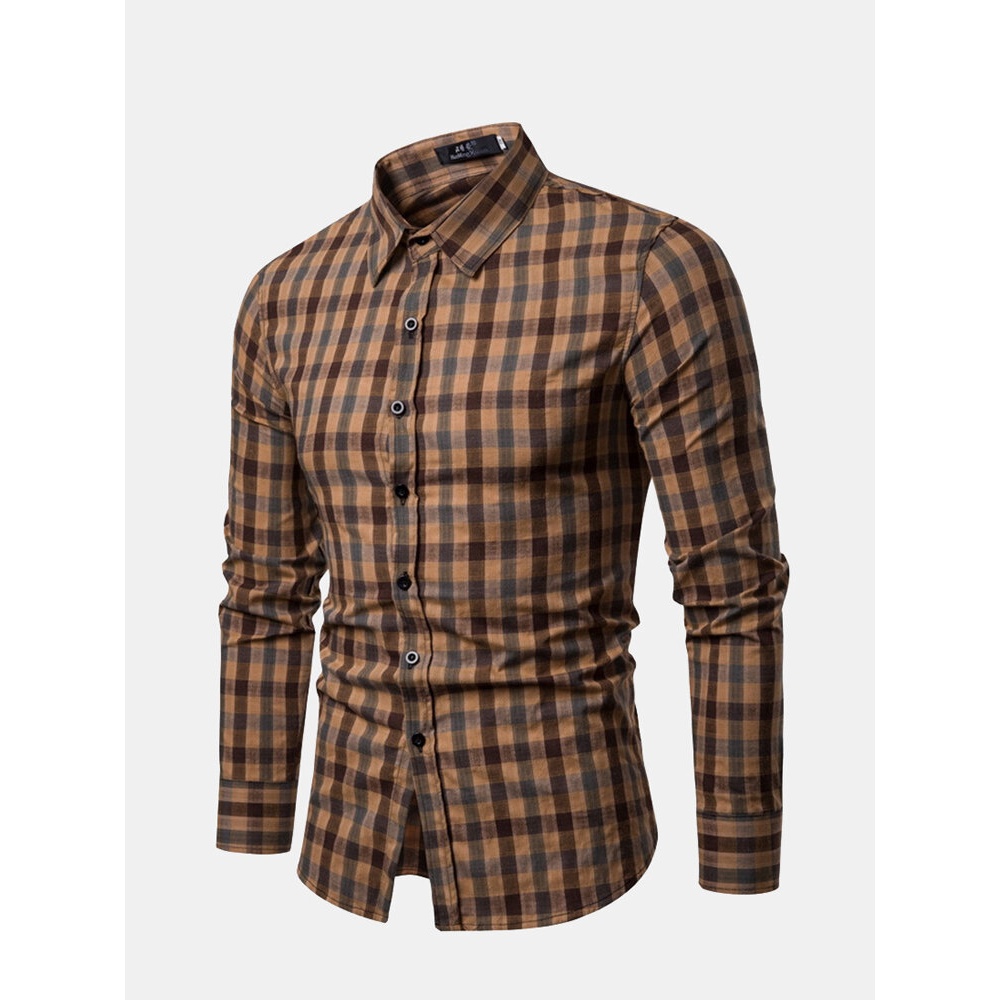 Mens Business Plaid Shirts - S Black