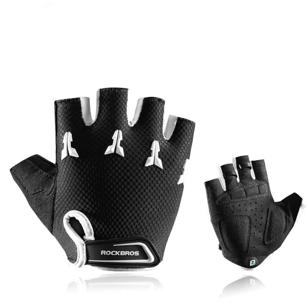 ROCKBROS S145 Cycling Gloves For Kids Bike Breathable Sports Glove Gel Pad Half Finger Shockproof Boys Girls - L
