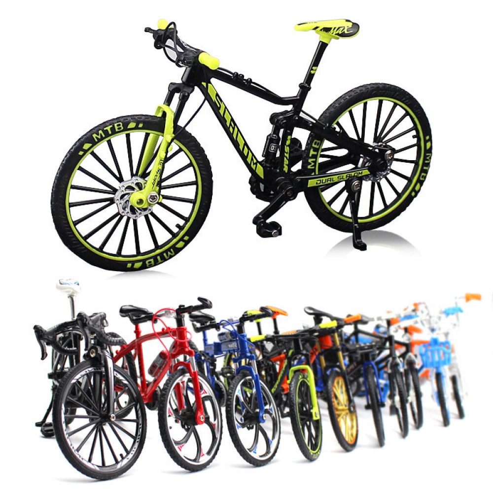 BIKIGHT Mini 1:10 Model Alloy Bicycle Toy Diecast Metal Finger Fold Mountain Bike Racing Toy Bend Road Simulation Collection Toys for Kids - Blue - Image 2