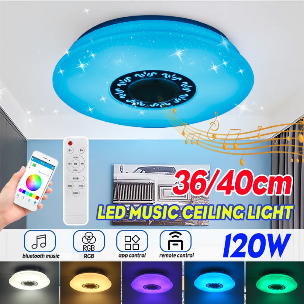 36/40cm 120W Music Ceiling Light with Bluetooth Speaker Smart APP and Remote Control - 40cm - Image 2