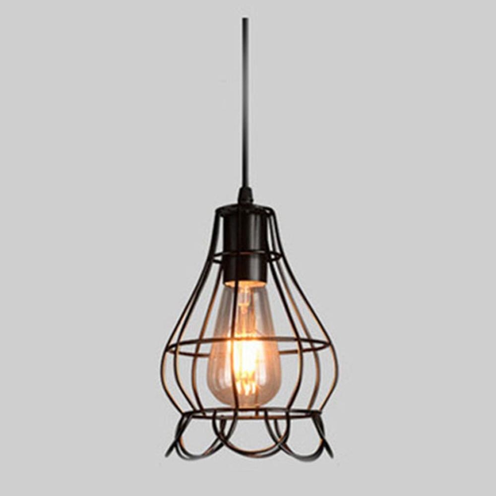 Retro E27 Iron Pendant Cage Light for Bar Coffee Shop Nordic Style Indoor Metal Hanging Lamp Decor - Image 2