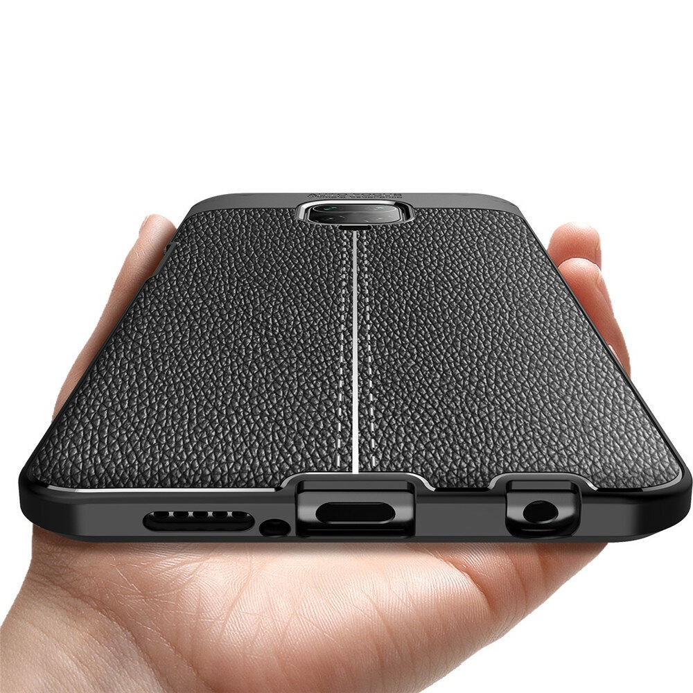 Litchi Pattern Shockproof PU Leather TPU Soft Protective Case for Xiaomi Redmi Note 9S / Redmi Note 9 Pro / Redmi Note 9 Pro Max Non-original - Blac - Image 2