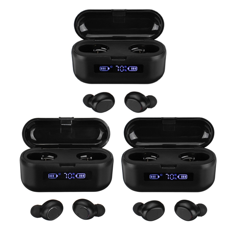 NEW 9D TWS bluetooth Earbuds HiFi CVC8.0 Noise Reduction Stereo Wireless Headset Waterproof Sport Headphone with Mic Power Bank Charging - Black - Image 2