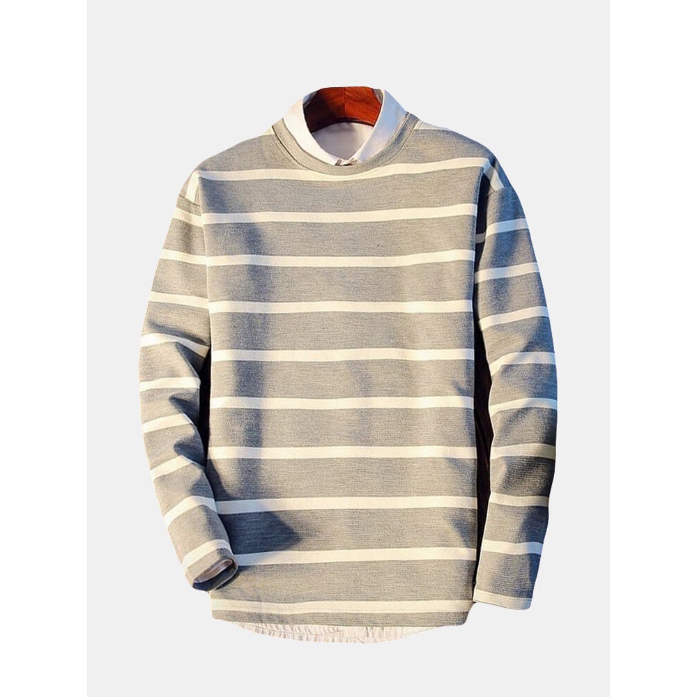 Men's Fashion Long-sleeved T-shirts - S Grey