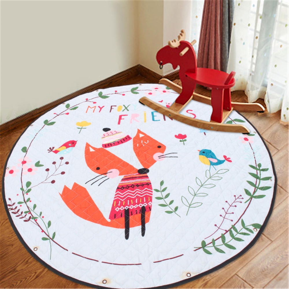 59'' Cotton Baby Kids Gym Play Floor Carpet Mat Activity Crawling Blanket Toys Storage Bag - Image 2