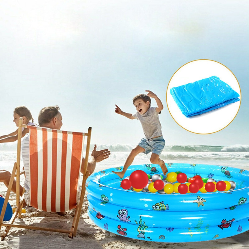 3Layer Summer Kids Swimming Pool Children Water Paddling Activity Inflatable Fun Playing Pool Children's Folding Tub Basin Baby Swim Tub - Blue - Image 2