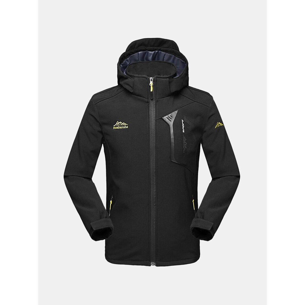 Mens Outdoor Soft Shell Water-repellent Windproof Jacket - S Black