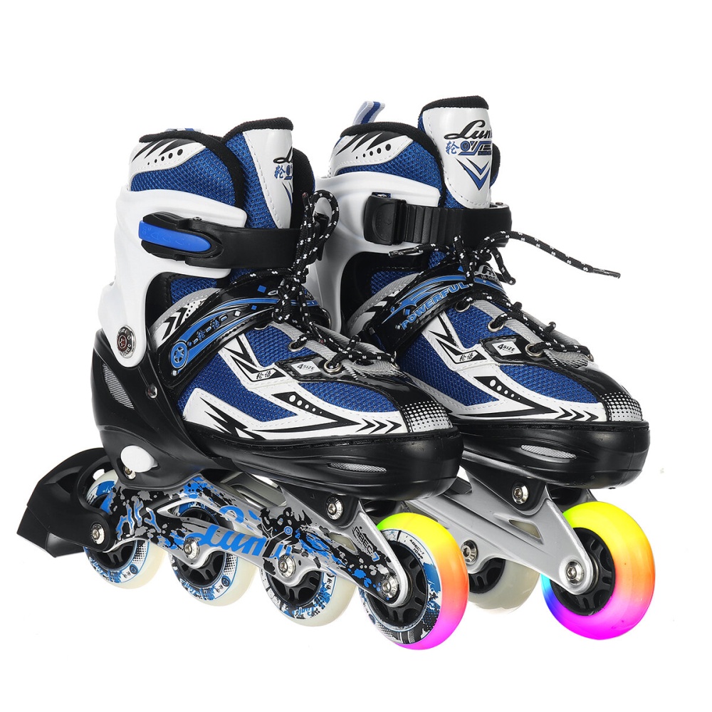 Light-up Inline Skates for Adults Kids, Beginner Roller Skates 4-Gear Adjustable Roller Blading Breathable Skate Shoes with Illuminating Wheels - Pin - Image 2